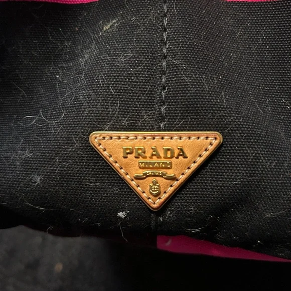 Prada Black and Pink Tote Bag Canapa Large.  Rare and Beautiful - Picture 4 of 14